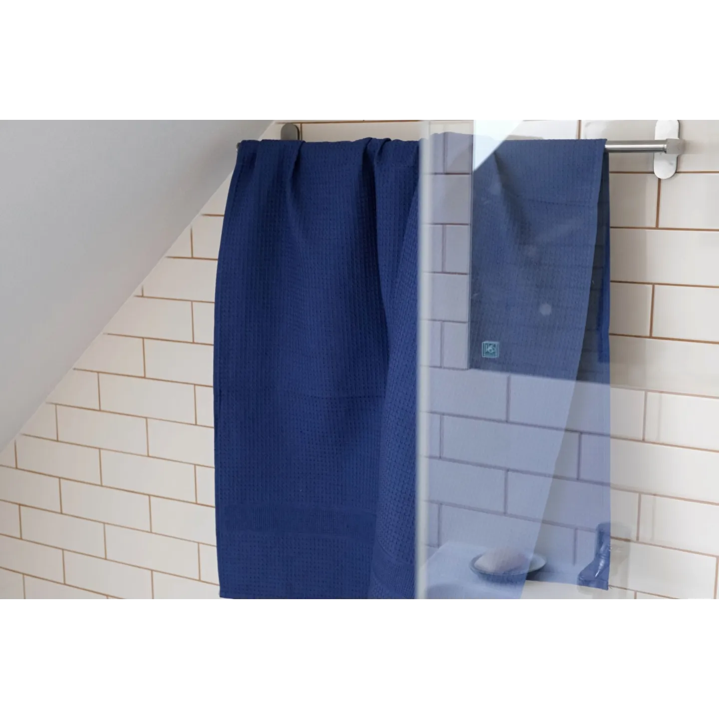 Toalla de lino azul